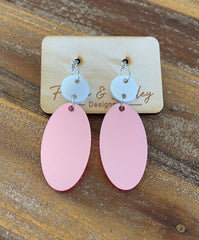 Pink & Silver Oval Dangles